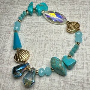 New Handmade Turquoise & Gemstone Stretch Bracelet 🌊